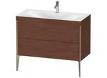 Duravit XViu Waschtisch-Unterschrank XV4711OB113C 100x48cm, 2 Auszüge, 1 Hahnloch, champagner matt, Rahmen C, amerikanischer nussbaum