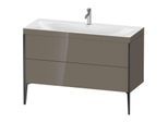 Duravit XViu Waschtisch-Unterschrank XV4712OB289C 120x48cm, 2 Schubkästen, 1 Hahnloch, schwarz matt, Rahmen C, flannel grey hochglanz