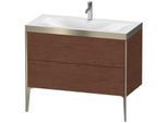 Duravit XViu Waschtisch-Unterschrank XV4711OB113P 100x48cm, 2 Auszüge, 1 Hahnloch, champagner matt, Rahmen P, amerikanischer nussbaum
