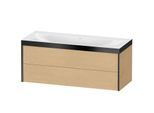 Duravit XViu Waschtisch-Unterschrank XV4617NB230P 120x48cm, 2 Schubkästen, ohne Hahnloch, schwarz matt, Rahmen P, Eiche natur