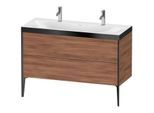 Duravit XViu Waschtisch-Unterschrank XV4713OB279P 120x48cm, 2 Auszüge, ohne Hahnloch, schwarz matt, Rahmen P, nussbaum natur