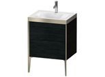 Duravit XViu Waschtisch-Unterschrank XV4709OB116P 60x48cm, 2 Auszüge, 1 Hahnloch, champagner matt, Rahmen P, Eiche schwarz
