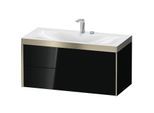 Duravit XViu Waschtisch-Unterschrank XV4616EB140P 100x48cm, 2 Schubkästen, 2 Hahnlöcher, champagner matt, Rahmen P, schwarz hochglanz