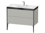 Duravit XViu Waschtisch-Unterschrank XV4711EB207P 100x48cm, 2 Auszüge, 2 Hahnlöcher, schwarz matt, Rahmen P, betongrau matt