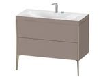 Duravit XViu Waschtisch-Unterschrank XV4711EB143C 100x48cm, 2 Auszüge, 2 Hahnlöcher, champagner matt, Rahmen C, basalt matt