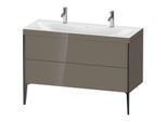 Duravit XViu Waschtisch-Unterschrank XV4713OB289C 120x48cm, 2 Auszüge, ohne Hahnloch, schwarz matt, Rahmen C, flannel grey hochglanz