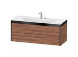Duravit XViu Waschtisch-Unterschrank XV4617EB279P 120x48cm, 2 Schubkästen, 2 Hahnlöcher, schwarz matt, Rahmen P, nussbaum natur