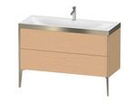 Duravit XViu Waschtisch-Unterschrank XV4712OB112P 120x48cm, 2 Schubkästen, 1 Hahnloch, champagner matt, Rahmen P, eiche gebürstet