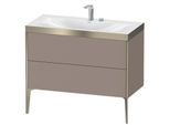 Duravit XViu Waschtisch-Unterschrank XV4711EB143P 100x48cm, 2 Auszüge, 2 Hahnlöcher, champagner matt, Rahmen P, basalt matt