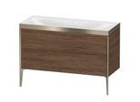 Duravit XViu Waschtisch-Unterschrank XV4712NB121P 120x48cm, 2 Schubkästen, ohne Hahnloch, champagner matt, Rahmen P, nussbaum dunkel