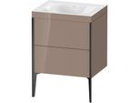 Duravit XViu Waschtisch-Unterschrank XV4709NB286C 60x48cm, 2 Auszüge, ohne Hahnloch, schwarz matt, Rahmen C, cappucino hochglanz
