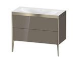 Duravit XViu Waschtisch-Unterschrank XV4711NB189P 100x48cm, 2 Auszüge, ohne Hahnloch, champagner matt, Rahmen P, flannel grey hochglanz