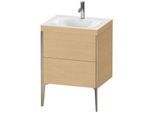 Duravit XViu Waschtisch-Unterschrank XV4709OB130C 60x48cm, 2 Auszüge, 1 Hahnloch, champagner matt, Rahmen C, Eiche natur