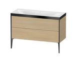Duravit XViu Waschtisch-Unterschrank XV4712NB271P 120x48cm, 2 Schubkästen, ohne Hahnloch, schwarz matt, Rahmen P, mediterrane eiche
