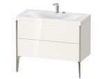 Duravit XViu Waschtisch-Unterschrank XV4711EB122C 100x48cm, 2 Auszüge, 2 Hahnlöcher, champagner matt, Rahmen C, weiß hochglanz