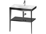 Duravit XViu Möbelwaschtisch-Kombination XV4715OB240 80 x 48 cm, 1 Hahnloch, schwarz hochglanz, mit Metallkonsole, schwarz matt