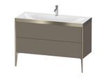Duravit XViu Waschtisch-Unterschrank XV4712OB190P 120x48cm, 2 Schubkästen, 1 Hahnloch, champagner matt, Rahmen P, flannel grey seidenmatt