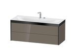 Duravit XViu Waschtisch-Unterschrank XV4617EB289P 120x48cm, 2 Schubkästen, 2 Hahnlöcher, schwarz matt, Rahmen P, flannel grey hochglanz