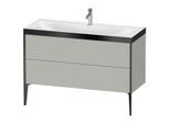 Duravit XViu Waschtisch-Unterschrank XV4712OB207P 120x48cm, 2 Schubkästen, 1 Hahnloch, schwarz matt, Rahmen P, betongrau matt