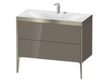 Duravit XViu Waschtisch-Unterschrank XV4711EB189P 100x48cm, 2 Auszüge, 2 Hahnlöcher, champagner matt, Rahmen P, flannel grey hochglanz