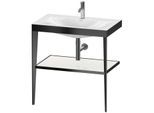 Duravit XViu Möbelwaschtisch-Kombination XV4715OB285 80 x 48 cm, 1 Hahnloch, weiß hochglanz, mit Metallkonsole, schwarz matt