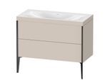 Duravit XViu Waschtisch-Unterschrank XV4711NB291C 100x48cm, 2 Auszüge, ohne Hahnloch, schwarz matt, Rahmen C, taupe matt