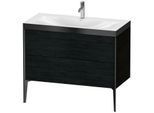 Duravit XViu Waschtisch-Unterschrank XV4711OB216P 100x48cm, 2 Auszüge, 1 Hahnloch, schwarz matt, Rahmen P, Eiche schwarz