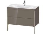 Duravit XViu Waschtisch-Unterschrank XV4711OB189C 100x48cm, 2 Auszüge, 1 Hahnloch, champagner matt, Rahmen C, flannel grey hochglanz