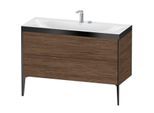 Duravit XViu Waschtisch-Unterschrank XV4712EB221P 120x48cm, 2 Schubkästen, 2 Hahnlöcher, schwarz matt, Rahmen P, nussbaum dunkel