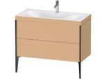 Duravit XViu Waschtisch-Unterschrank XV4711OB212C 100x48cm, 2 Auszüge, 1 Hahnloch, schwarz matt, Rahmen C, eiche gebürstet