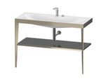 Duravit XViu Möbelwaschtisch-Kombination XV4717EB189 120 x 48 cm, 2 Hahnlöcher, flannel grey hochglanz, mit Metallkonsole, champagner matt
