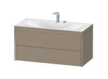 Duravit XViu Waschtisch-Unterschrank XV4616EB111C 100x48cm, 2 Schubkästen, 2 Hahnlöcher, champagner matt, Rahmen C, eiche kaschmir