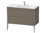Duravit XViu Waschtisch-Unterschrank XV4711EB190C 100x48cm, 2 Auszüge, 2 Hahnlöcher, champagner matt, Rahmen C, flannel grey seidenmatt