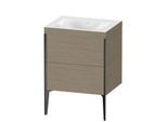 Duravit XViu Waschtisch-Unterschrank XV4709NB235C 60x48cm, 2 Auszüge, ohne Hahnloch, schwarz matt, Rahmen C, Eiche terra