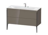 Duravit XViu Waschtisch-Unterschrank XV4712EB289C 120x48cm, 2 Schubkästen, 2 Hahnlöcher, schwarz matt, Rahmen C, flannel grey hochglanz