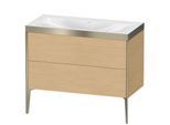 Duravit XViu Waschtisch-Unterschrank XV4711NB130P 100x48cm, 2 Auszüge, ohne Hahnloch, champagner matt, Rahmen P, Eiche natur