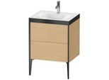 Duravit XViu Waschtisch-Unterschrank XV4709OB230P 60x48cm, 2 Auszüge, 1 Hahnloch, schwarz matt, Rahmen P, Eiche natur