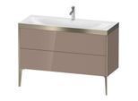 Duravit XViu Waschtisch-Unterschrank XV4712OB186P 120x48cm, 2 Schubkästen, 1 Hahnloch, champagner matt, Rahmen P, cappucino hochglanz