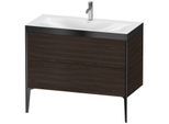 Duravit XViu Waschtisch-Unterschrank XV4711OB269P 100x48cm, 2 Auszüge, 1 Hahnloch, schwarz matt, Rahmen P, nussbaum gebürstet