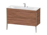 Duravit XViu Waschtisch-Unterschrank XV4712EB179C 120x48cm, 2 Schubkästen, 2 Hahnlöcher, champagner matt, Rahmen C, nussbaum natur