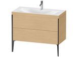 Duravit XViu Waschtisch-Unterschrank XV4711OB230C 100x48cm, 2 Auszüge, 1 Hahnloch, schwarz matt, Rahmen C, Eiche natur