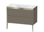 Duravit XViu Waschtisch-Unterschrank XV4711NB190P 100x48cm, 2 Auszüge, ohne Hahnloch, champagner matt, Rahmen P, flannel grey seidenmatt