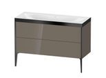 Duravit XViu Waschtisch-Unterschrank XV4712NB289P 120x48cm, 2 Schubkästen, ohne Hahnloch, schwarz matt, Rahmen P, flannel grey hochglanz