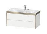Duravit XViu Waschtisch-Unterschrank XV4616EB118P 100x48cm, 2 Schubkästen, 2 Hahnlöcher, champagner matt, Rahmen P, weiß matt