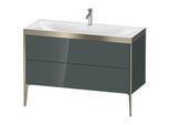 Duravit XViu Waschtisch-Unterschrank XV4712OB138P 120x48cm, 2 Schubkästen, 1 Hahnloch, champagner matt, Rahmen P, dolomiti grey hochglanz