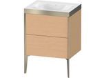 Duravit XViu Waschtisch-Unterschrank XV4709NB112P 60x48cm, 2 Auszüge, ohne Hahnloch, champagner matt, Rahmen P, eiche gebürstet