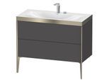 Duravit XViu Waschtisch-Unterschrank XV4711EB149P 100x48cm, 2 Auszüge, 2 Hahnlöcher, champagner matt, Rahmen P, graphit matt