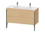 Duravit XViu Waschtisch-Unterschrank XV4713OB230C 120x48cm, 2 Auszüge, ohne Hahnloch, schwarz matt, Rahmen C, Eiche natur
