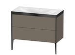 Duravit XViu Waschtisch-Unterschrank XV4711NB290P 100x48cm, 2 Auszüge, ohne Hahnloch, schwarz matt, Rahmen P, flannel grey seidenmatt