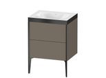 Duravit XViu Waschtisch-Unterschrank XV4709NB290P 60x48cm, 2 Auszüge, ohne Hahnloch, schwarz matt, Rahmen P, flannel grey seidenmatt
